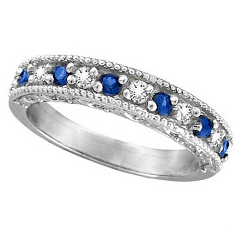 0.59 Carat Natural Diamond & Sapphire Ring